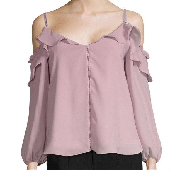 Parker Women's Pink Ruffled Cold-shoulder Top - Picture 5 of 7